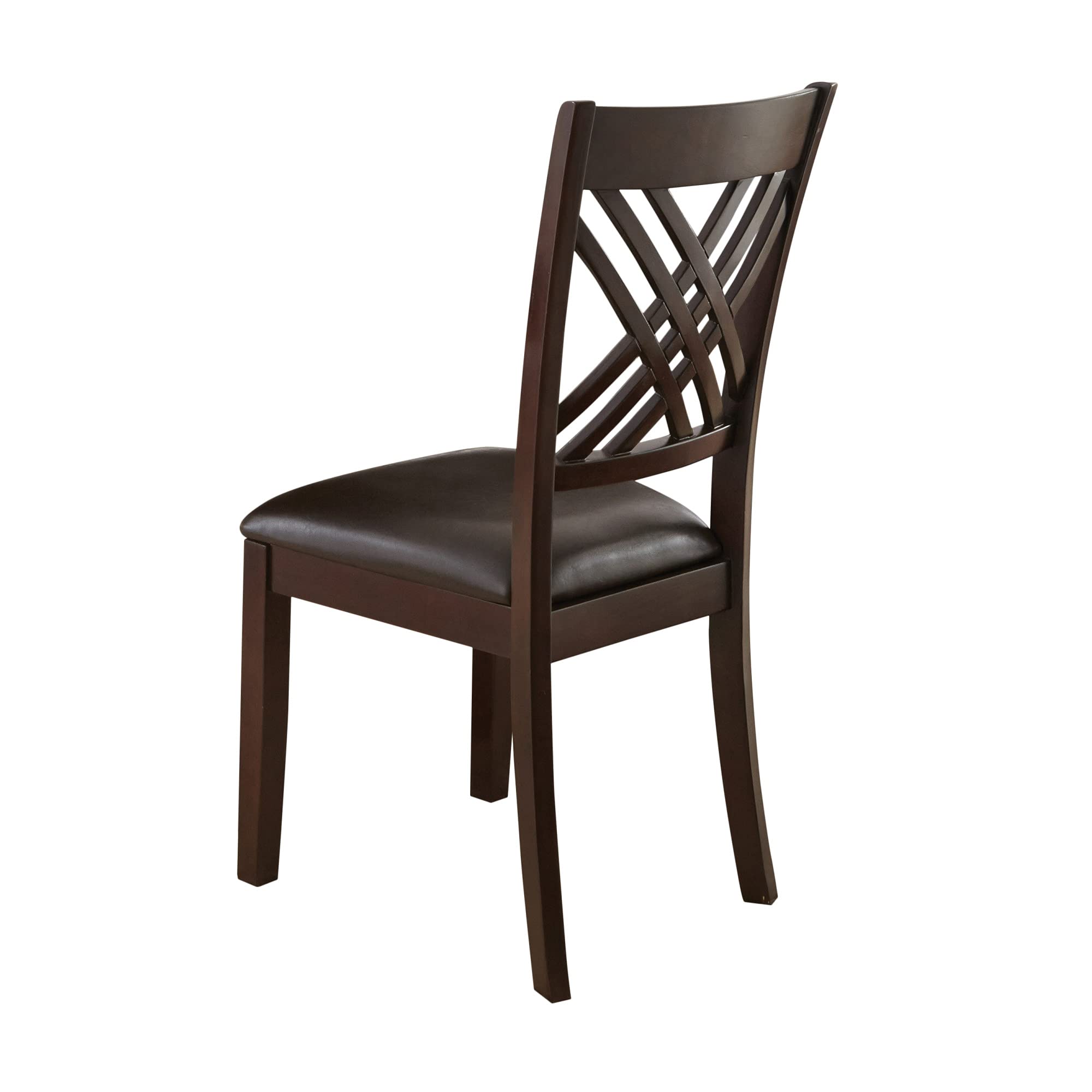 Steve Silver Company Adrian Side Chair, Set of 2 Chairs, Faux Leather Dining Room Chairs, Vegan Leather, Designer X Back, Espresso Cherry Finish, 19" L x 24" W x 40" H, Brown