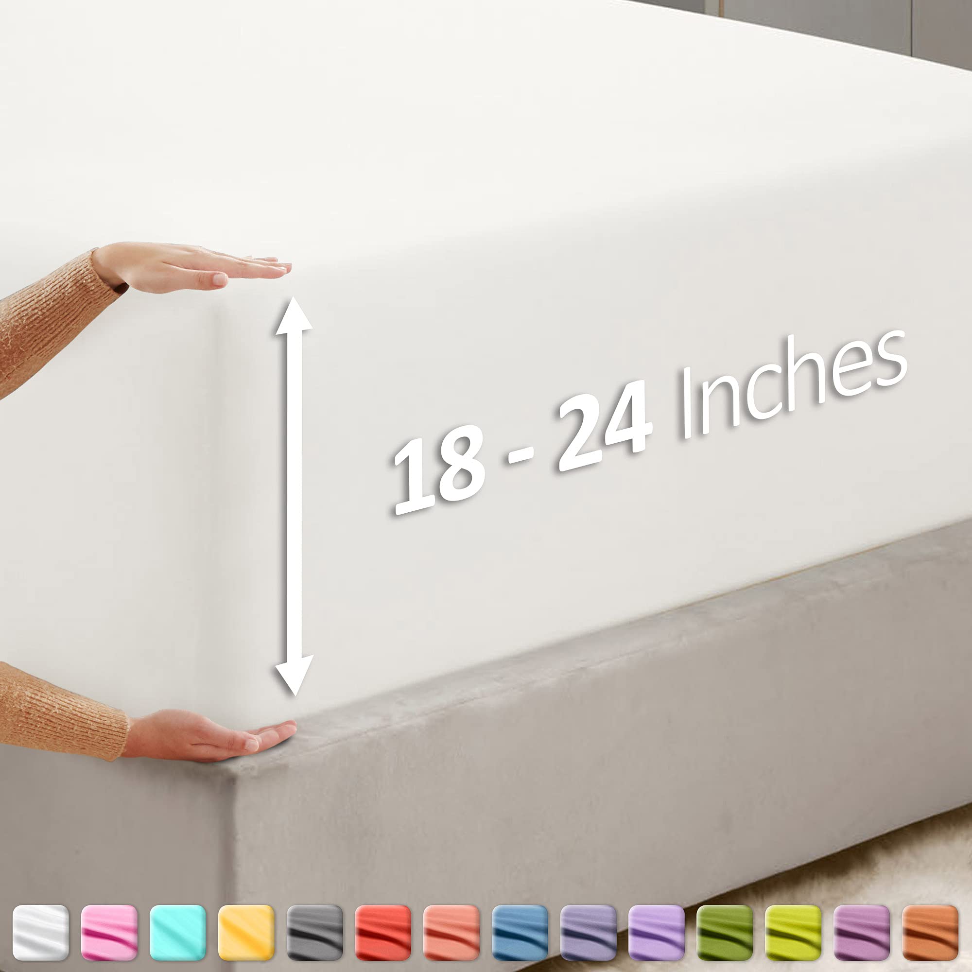 Nestl White California King Fitted Sheet, Extra Deep Pocket Cal King Fitted Sheet Only, 1800 Microfiber Fitted Bed Sheet, Ultra Soft Fitted Sheet California King Fits Up To 24 Inch Mattress