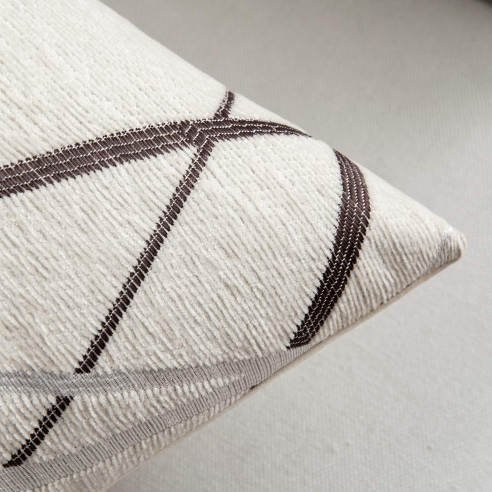 Miulee Pack Of 2 Decorative Throw Pillow Covers Christmas Woven Textured Chenille Cozy Modern Concise Soft Beige Square Cushion