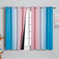 Ombre Pink And Blue Blackout Curtains 54 Inches Long, Full Light Blocking Curtains For Bedroom, Wavy Line Pattern Grommet Therma