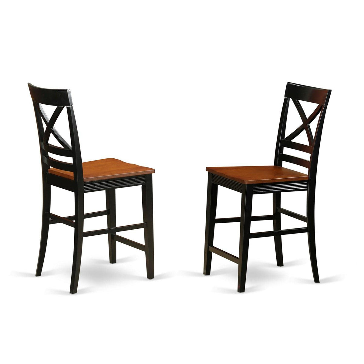 East West Furniture JAQU3-BLK-W 3 Piece Kitchen Counter Height Dining Table Set Contains a Round Wooden Table with Pedestal and 2 Dining Chairs, 36x36 Inch, Black & Cherry
