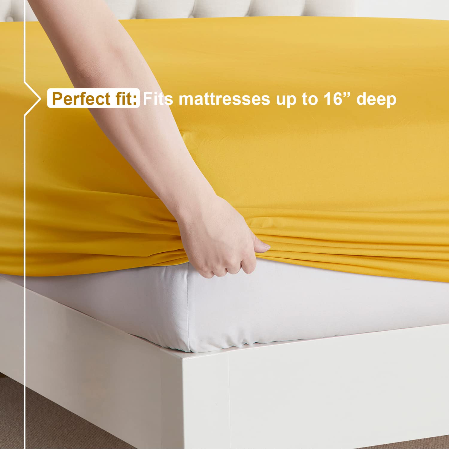 Nestl King Size Sheets Set - 4 Piece King Sheets, Deep Pocket, Hotel Luxury, Extra Soft, Breathable And Cooling, Yellow King Bed Sheets