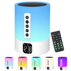 Alarm Clock Bluetooth Speaker, Night Light White Noise Machine Touch Bedside Lamp with Alarm Clock for Kids Multi-Color Changing