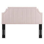 Modway Alyona Channel Tufted Performance Velvet Full/Queen Headboard in Pink