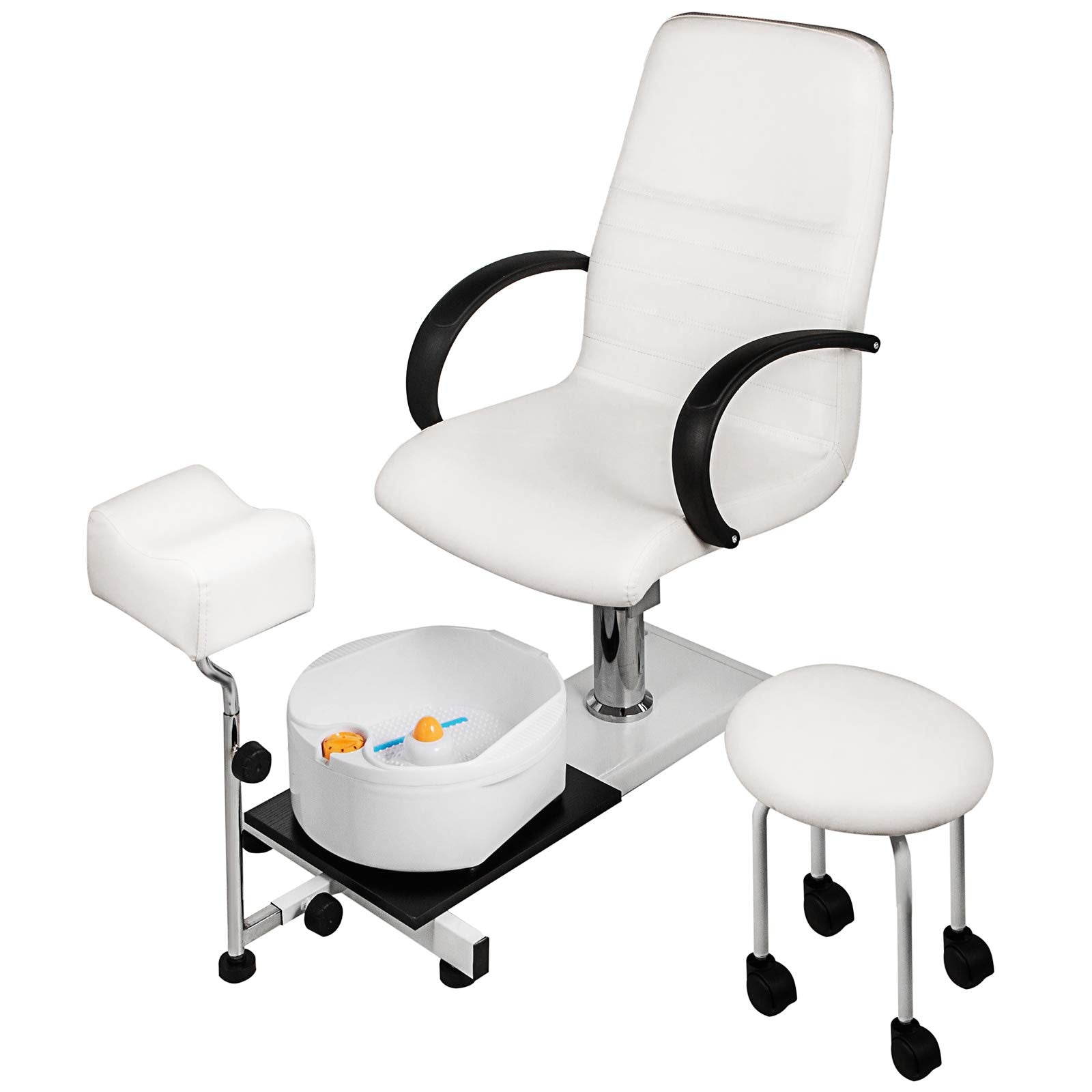 Happybuy Hydraulic Lift Adjustable Spa Pedicure Unit with Easy-Clean Bubble Massage Footbath White