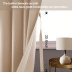 Jiuzhen Blackout Curtains With Tiebacks - Thermal Insulated, Light Blocking And Noise Reducing Grommet Curtain Drapes For Bedroom And Living Room, Set Of 2 Panels, Beige, 52 X 84 Inch Length