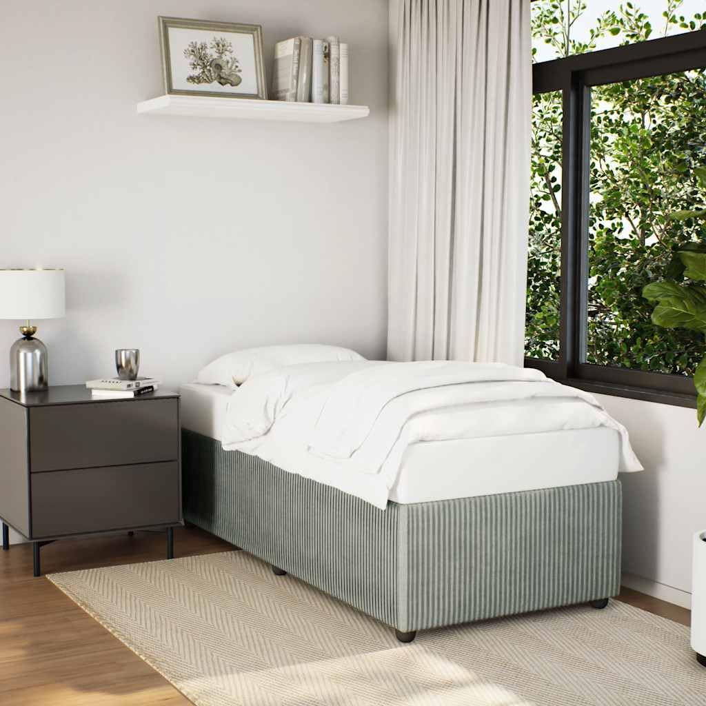 vidaXL Velvet upholstered Twin XL Bed Frame - Light Gray - slats for Support - Modern Style - Assembly Required