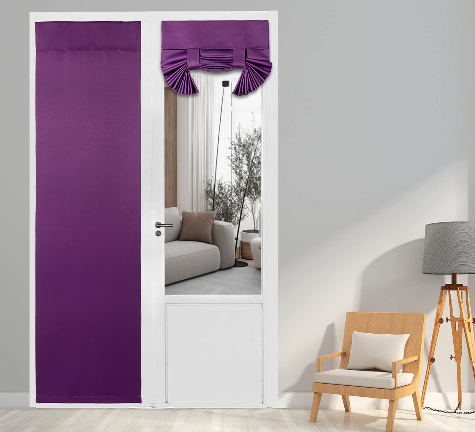 Pi Blackout French Door Curtain,Door Window Shade Privacy Thermal Insulated Long Door Curtain For Glass Door/Sliding Door/Tie Up Shade 1 Panel (W26Xl80,Royal Purple)