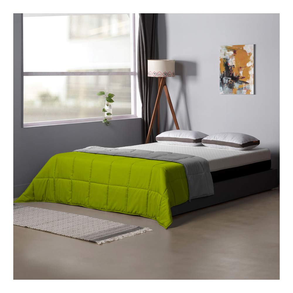 Sleepyhead 220 GSM Microfiber Reversible Comforter  Double Bed (90x100) Lemon Green & Ash Grey | AllSeason Soft, UltraCozy Qu