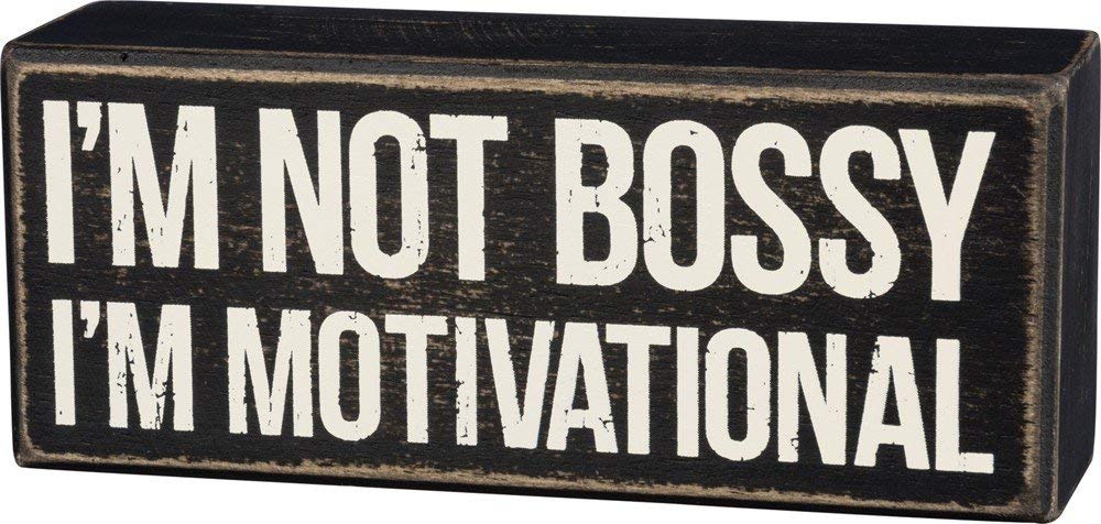 Primitives by Kathy Box Sign Motivational Home Decor, 6 L x 2.50 H x 1.75 W, Black, White