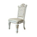Benjara Jess 27 Inch Dining Chair, Soft Cushion Back, Set of 2 Faux Leather, White and Gold