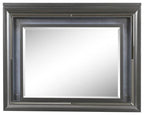 Acme Sawyer Rectangular Wooden Frame Mirror With Led In Metallic Gray