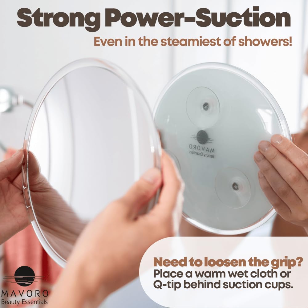 Mavoro 9 Inch Magnifying Mirror with 10X Magnification, Clear Glass, 3 Suction Cups, Model 9INMM