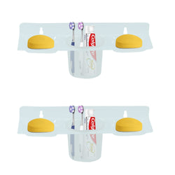 YO INDIA Acrylic Plastic Unbreakable Soap Dish Tooth Paste Brush Holder [Transparent, Set of 2pcs]