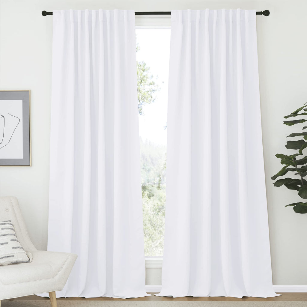 Nicetown Living Room Curtain Drapes - (White Color) W70 X L108, Set Of 2, Window Treatment Drapery Panels