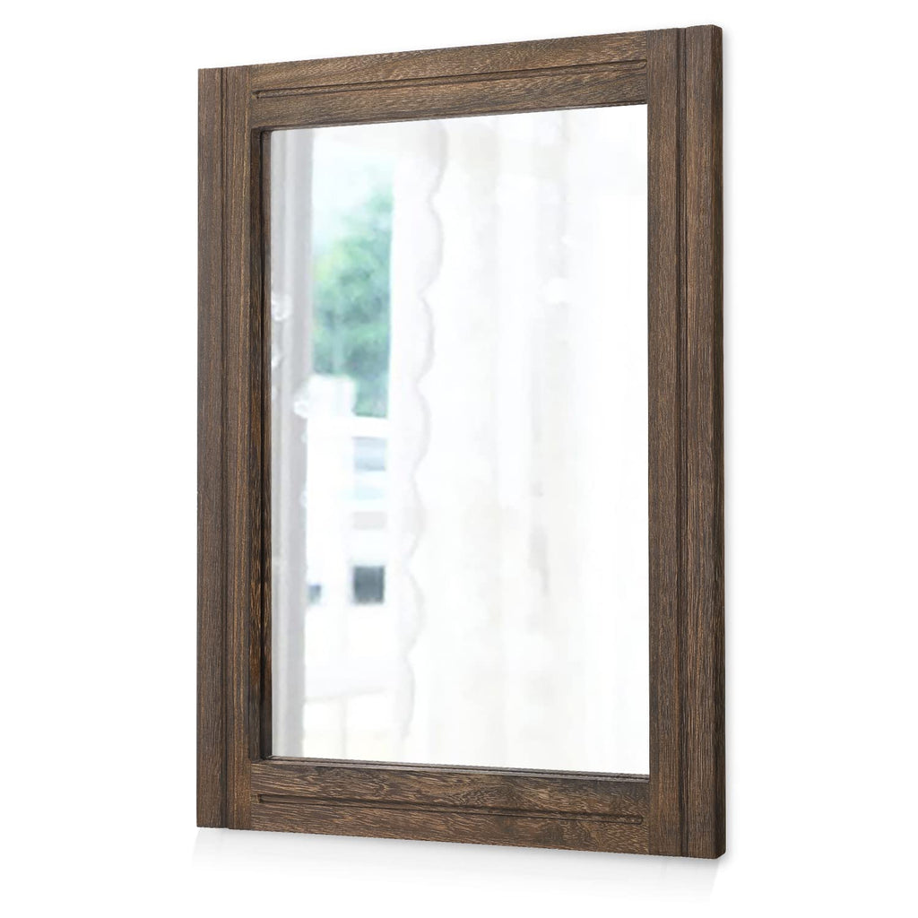 AAZZKANG Rustic Wood Mirror Rectangle Decorative Wall Mirror with Frame Bedroom Living Room Bathroom Hanging Mirror