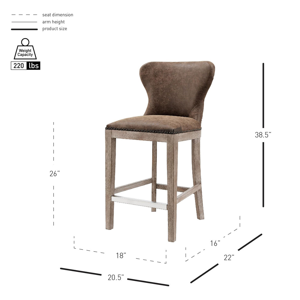 New Pacific Direct Dorsey Counter Bar & Counter Stools, Nubuck Chocolate