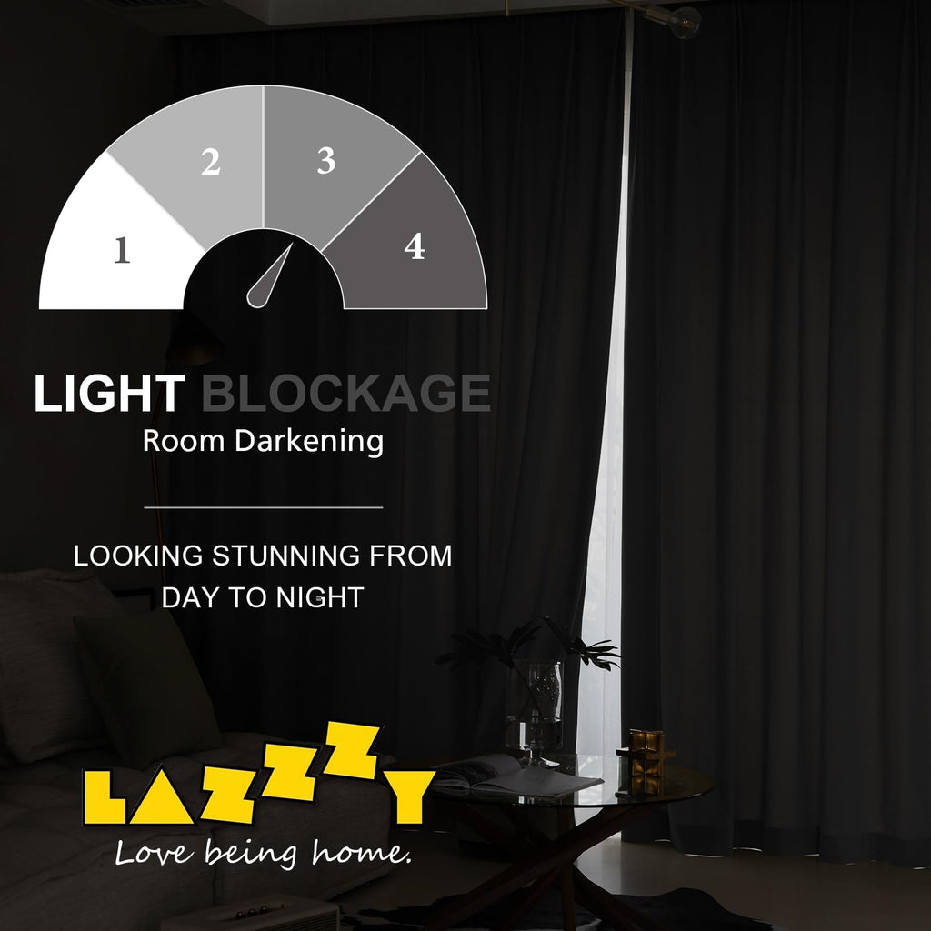 Lazzzy Velvet Blackout Curtains Black Thermal Insulated Drapes For Bedroom Living Room Darkening Window Treatments Super Soft Luxury Grommet 84 Inches Long 2 Panels