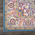 HomeRoots Teal Multicolor 100% Polypropylene 8’ x 10’ Teal and Pink Medallion Area Rug