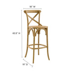 Modway Gear X-Back Wood Bar Stool In Natural