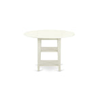 East West Furniture SUAD3-LWH-LC 3 Piece Dining Set Contains a Round Dining Room Table with Dropleaf & Shelves and 2 Faux Leather Upholstered Chairs, 42x42 Inch, Linen White