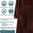 Pavilia Fleece Blanket With Sleeves, Foot Pockets For Women Men Adults, Plush Wearable Blanket Throw Wrap, Warm Snuggle Blanket Robe, Cozy Gift Ideas Wife Mom, Brown