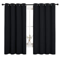 NICETOWN Halloween Bathroom Blackout Curtains and Drapes, Black Solid Thermal Insulated Grommet Blackout Drapery Panels for Wind