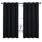 NICETOWN Halloween Bathroom Blackout Curtains and Drapes, Black Solid Thermal Insulated Grommet Blackout Drapery Panels for Wind