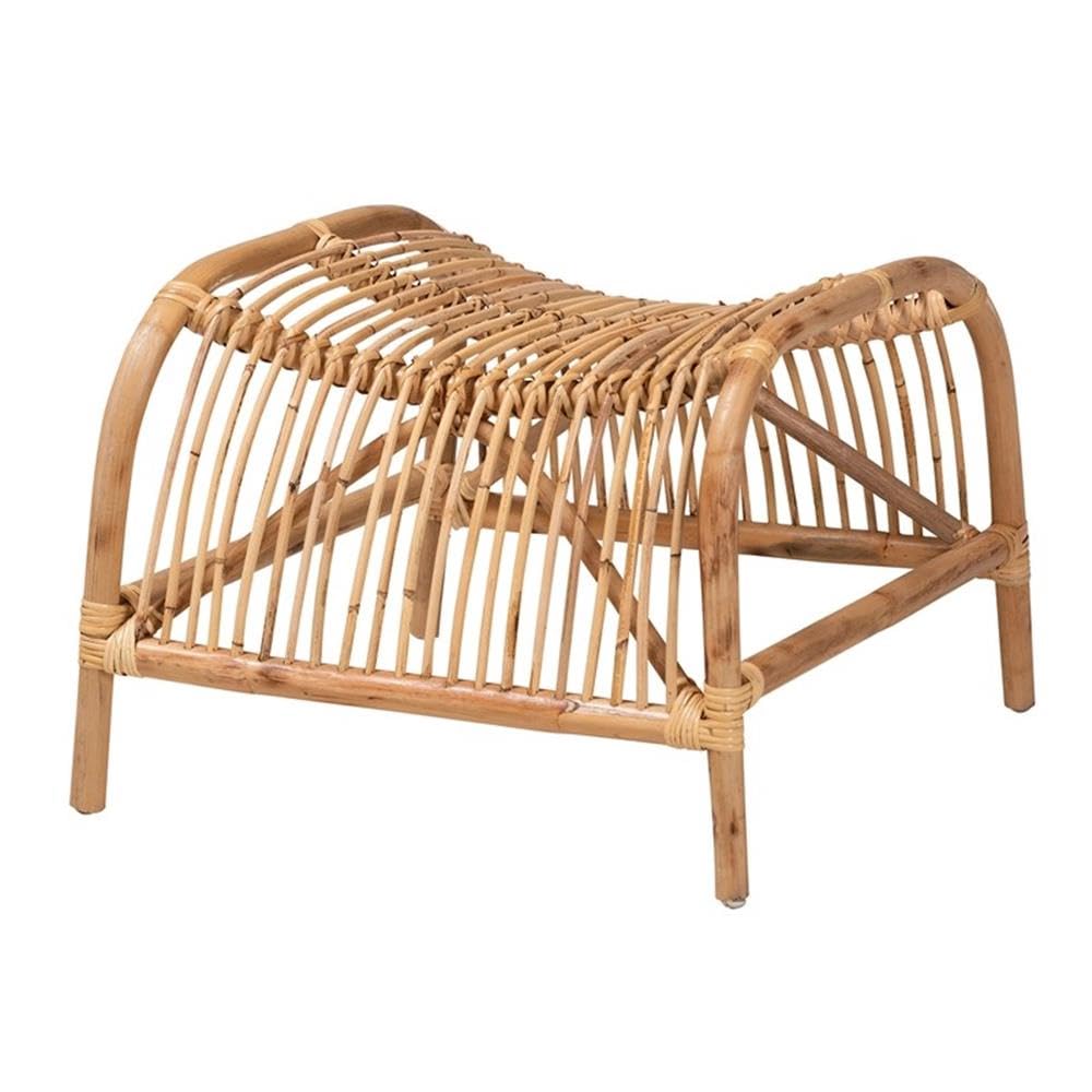 Baxton Studio Lamaria Brown Antique Rattan 2-Piece Chair and Footstool Set