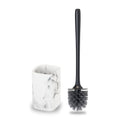 Vigar Zense Toilet Brush and Holder Set, Polyresin Stone, White Marble