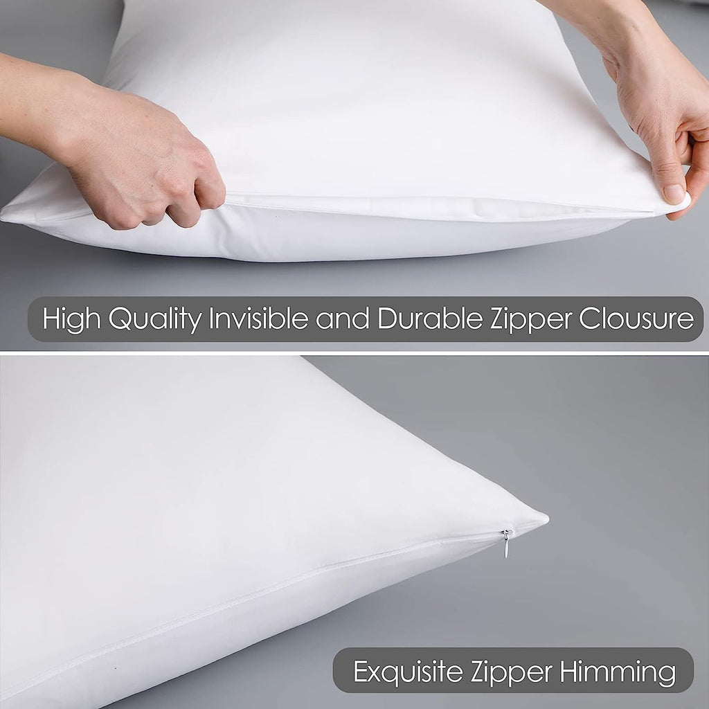 4 Pack Pillow Protector Queen Size 100% Egyptian Cotton Pillow Covers, 400 Thread Count Sateen Weave Cooling Pillow Cases With Z