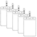 Waterproof Id Badge Holder Vertical Clear Pvc Name Holder Tags With Badge Clip Straps (Vertical, 5 Pack)