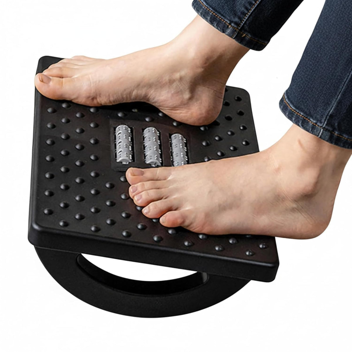 Footrest For Office Chair With Massage Texture And Roller Ergonomic Under Desk Foot Stool Non Slip Leg Resting Support For Home