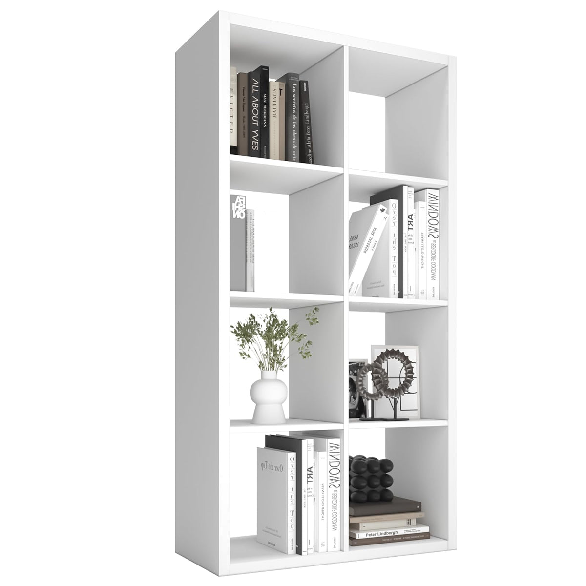 Endearing Limons?Wooden Thick Border 8 Cube Shelf Storage Organizer with AntiTipping Kits + Reversible Open Back Bookcase (11 x