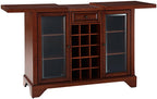 Crosley Furniture LaFayette Sliding Top Bar Cabinet with Storage Shelves, Drawer, and Wine Rack, Vintage Mahogany