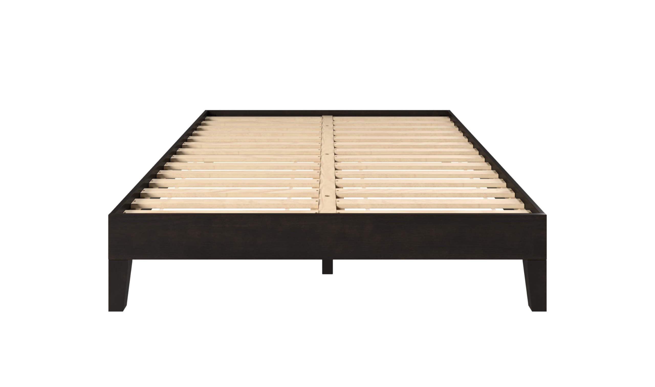 Steve Silver Co Nix Full Platform Bed, Farmhouse, Modern, or Transitional Styling, Solid Pine Wood, Bedroom, 28-Slat Dual-Zone System, No Box Spring Needed, 74.2" L x 53.5" W x 12" H, Black