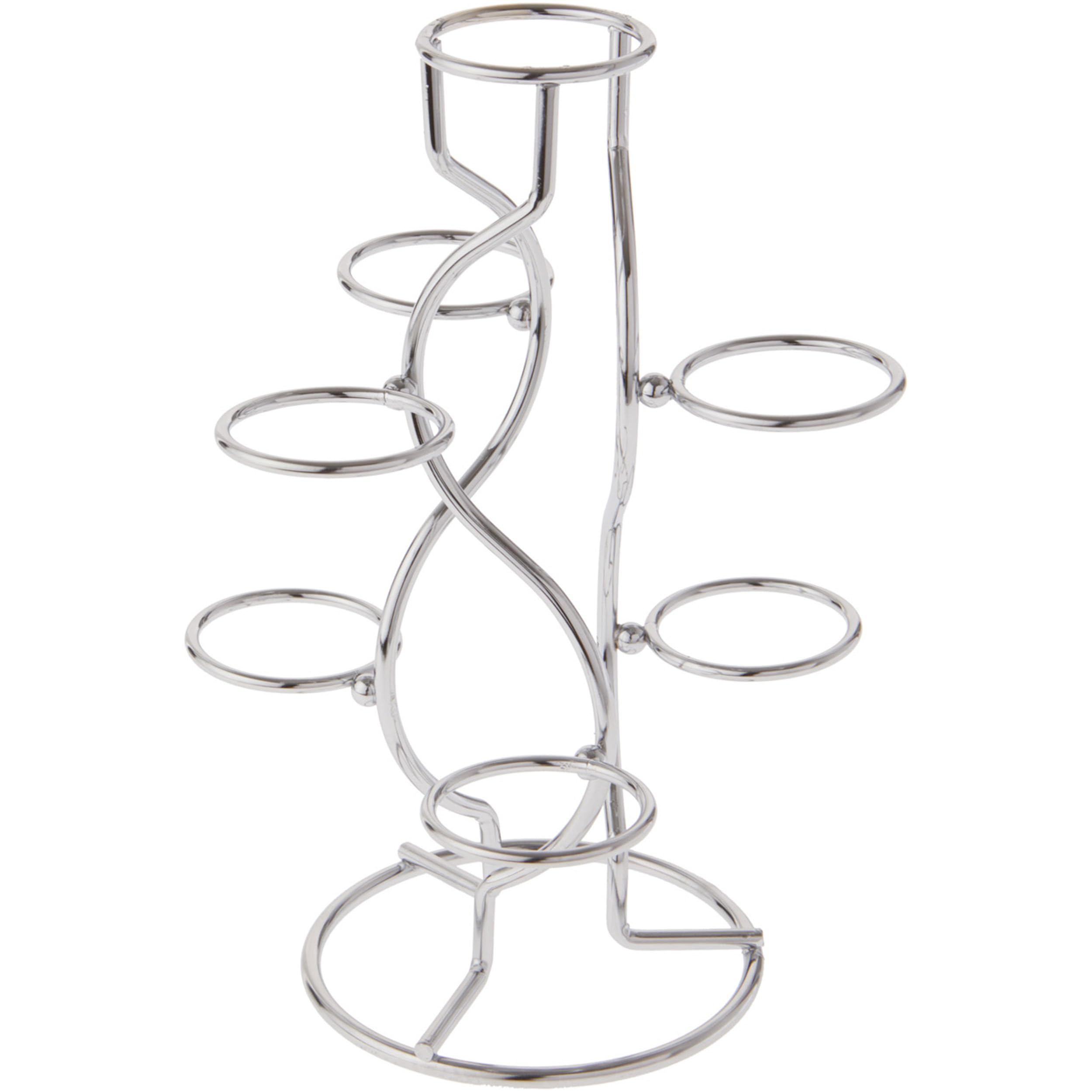 Bards Silver-toned Egg Stand/Holder, 7 Egg Display, 1.375 diameter, Pack of 6 (Fits Hen Sized Eggs)