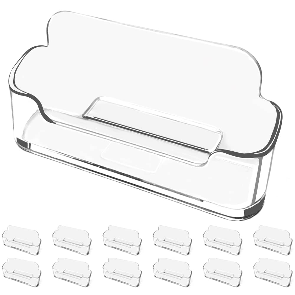 Vrupin Business Card Holder For Desk - 12 Pack Acrylic Business Card Holder , Fits 30-50 Business Cards Display Business Card St
