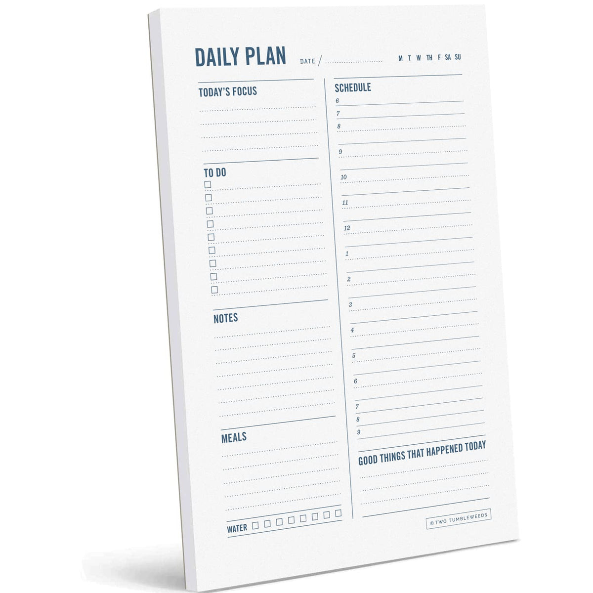 Two Tumbleweeds Daily Planner Notepad With Hourly Schedule - Adhd Planner, Time Block Planner, Desktop To Do List Notepad, Colle
