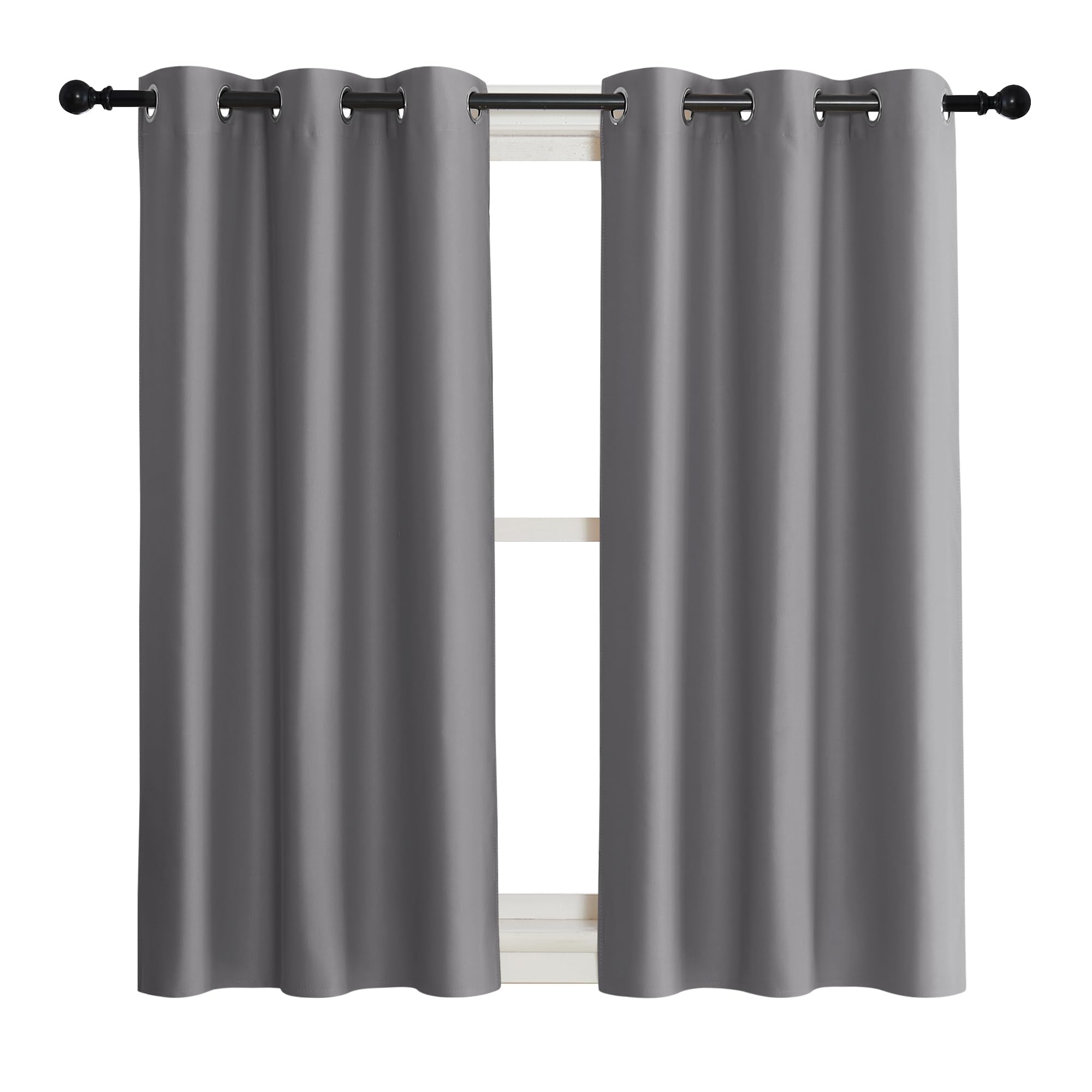 Nicetown Blackout Curtain Blind For Bedroom, Single Panel, W42 X L54 Inches, Grey/Gray, Thermal Insulated Grommet Blackout Room Darkening Drape/Drapery