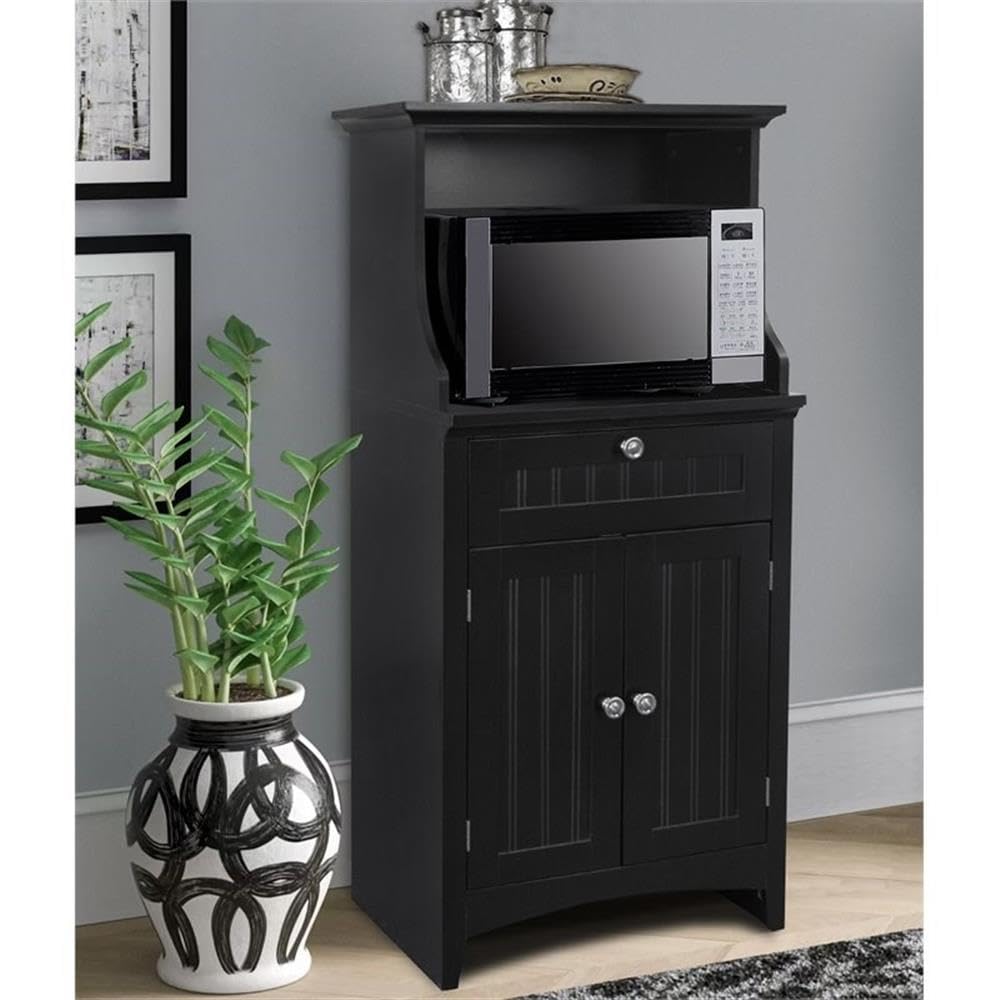 OS Home And Office 25603 OS Home and Office Microwave/Coffee Maker Utility Cabinet with Drawer, Small, Black, 1 Cabinet