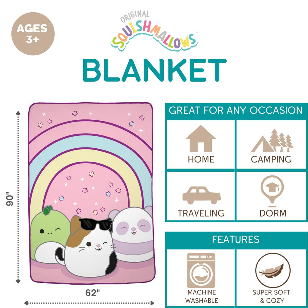 Franco Squishmallows Bedding Super Soft Plush Throw Blanket, 62 In X 90 In, Twin