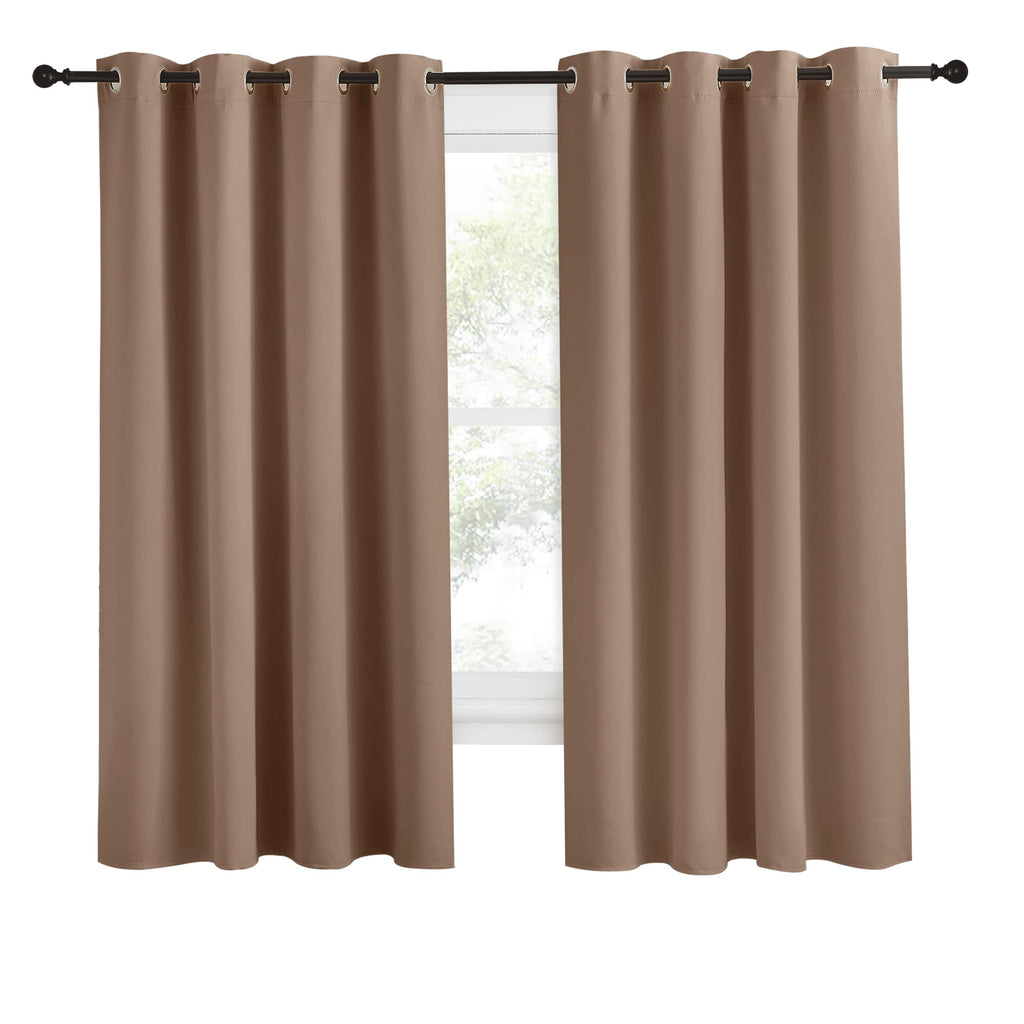 Nicetown Grommet Top Blackout Curtain Panel, 55 Inches Wide By 68 Inches Long, 1 Piece, Cappuccino Color, Thermal Insulated Room Darkening Drape For Villa/Apartment/Rental Room