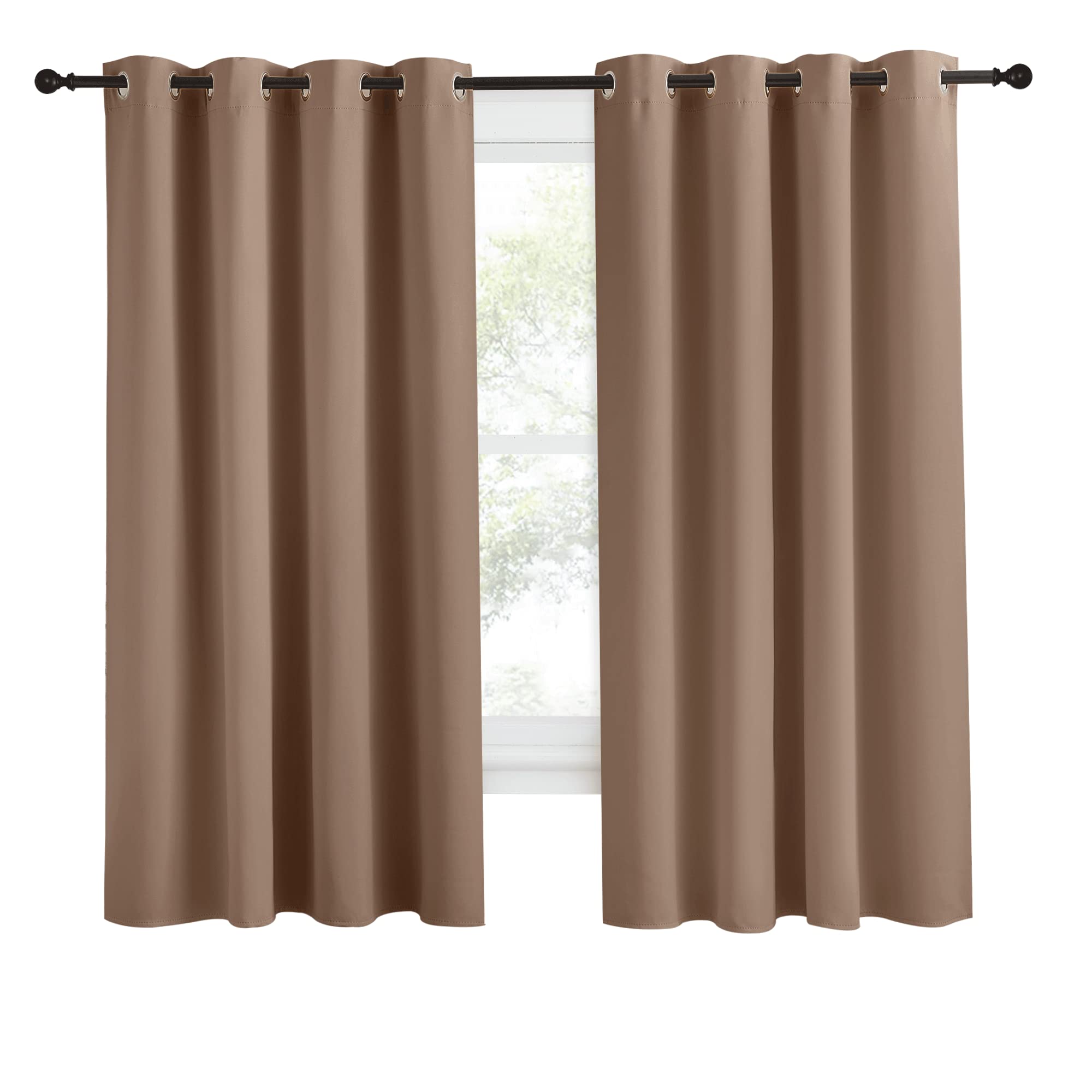 Nicetown Grommet Top Blackout Curtain Panel, 55 Inches Wide By 68 Inches Long, 1 Piece, Cappuccino Color, Thermal Insulated Room Darkening Drape For Villa/Apartment/Rental Room