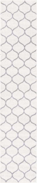 Unique Loom Trellis Frieze Collection Area Rug - Rounded (2' x 10' Runner, Ivory/ Gray)