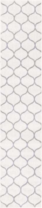 Unique Loom Trellis Frieze Collection Area Rug - Rounded (2' x 10' Runner, Ivory/ Gray)