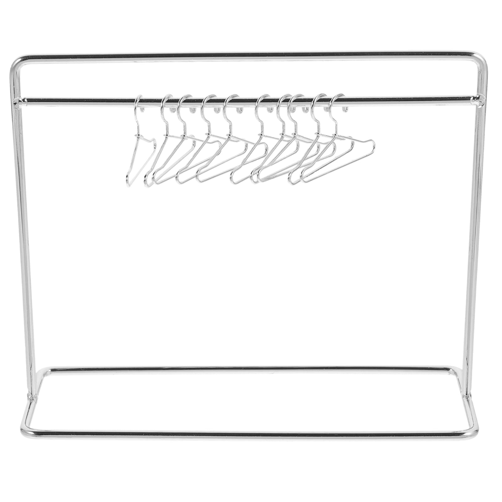 TOYANDONA Garment Rack Wardrobe Doll with Hangers Set Include Miniature Clothes Rack 10pcs Mini Metal Doll Clothes Hangers for D