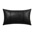 Brawarm Cognac Leather Throw Pillow Covers 12 X 20 Inches - Faux Leather Lumbar Pillow Cover With Piping, Hand Stitched Leather