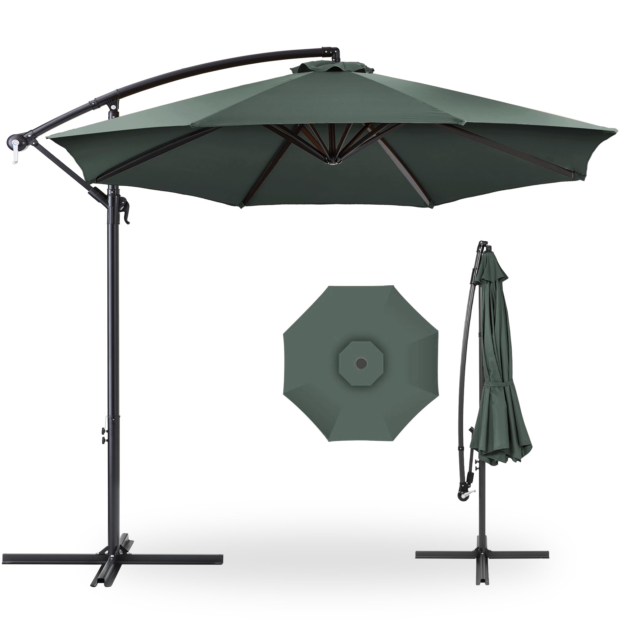 Best Choice Products 10ft Offset Cantilever Hanging Market Patio Umbrella, 8 Sturdy Ribs, Easy Adjustment - Slate