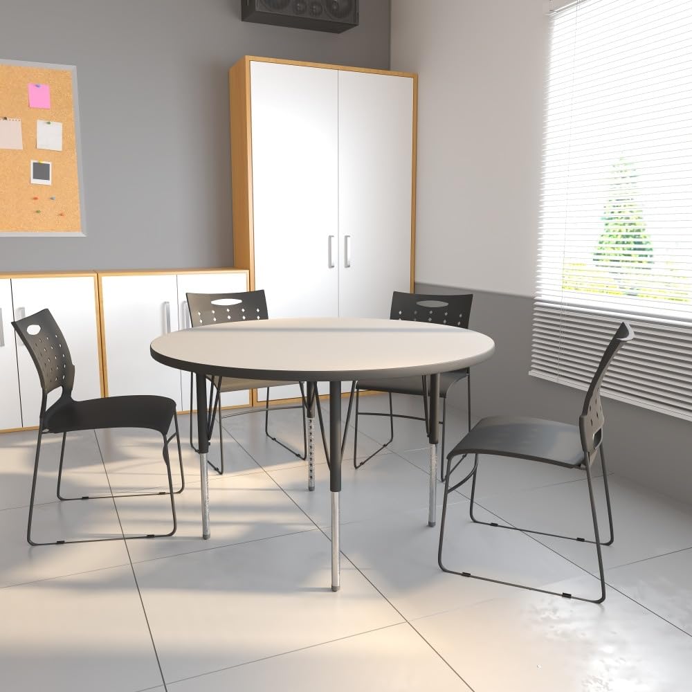 Flash Furniture Wren 48'' Round Oak Thermal Laminate Activity Table - Standard Height Adjustable Legs